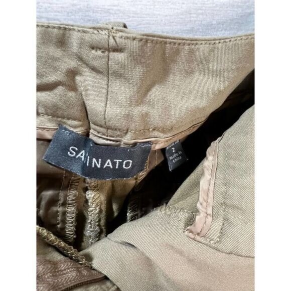 Sainato Womens Khaki Dress Pants Size 2 Slim Fit Cotton Blend - Picture 5 of 5